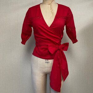 NWT 2000s Deadstock Tulle Brand Wrap Around Eyelet Lace Top XS-S